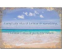 Andreaoy New Retro Metal Tin Sign|Beach I Believe Happy Place Vintage Sign Sign|Home Club Bar Decorative Metal tin Sign 8x12 Inches