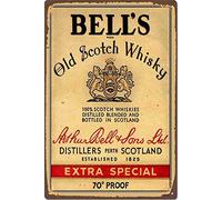 Andreaoy New Retro Metal Tin Sign|Bells Old Scotch Whiskey Sign Door Plaque Sign|Home Club Bar Decorative Metal tin Sign 8x12 Inches