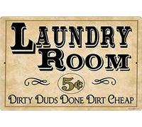 Andreaoy New Retro Metal Tin Sign|Laundry Room 5 Cents Dirty Duds Done Dirt Home Bar Club Hotel & Outdoor Street Garage Sign Retro Look|Home Club Bar Decorative Metal tin Sign 8x12 Inches