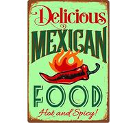 Andreaoy New Retro Metal Tin Sign|Mexican Food Vintage Sign Door Plaque Sign|Home Club Bar Decorative Metal tin Sign 8x12 Inches