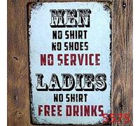 Andreaoy New Retro Metal Tin Sign|New Shirt No Service Free Drinks Pub Poster Cafe Sign|Home Club Bar Decorative Metal tin Sign 8x12 Inches