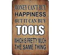 Andreaoy New Retro Metal Tin Sign|Tactical Funny Mechanic Shop Sign Wall Decor Man Cave Bar Money Happiness Tools Retro Look|Home Club Bar Decorative Metal tin Sign 8x12 Inches