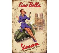 Andreaoy New Retro Metal Tin Sign|Vespa Scooter Italy Vintage Sign Door Plaque Sign|Home Club Bar Decorative Metal tin Sign 8x12 Inches