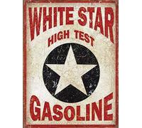 Andreaoy New Retro Metal Tin Sign|White Star Gasoline Vintage Sign Sign|Home Club Bar Decorative Metal tin Sign 8x12 Inches