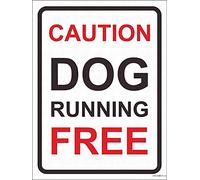 Andreaoy New Sign Dog Caveat Sign/Safety Caution Dogs Running Free Rigid Sign|Outdoor Courtyard Safety Decorative Signal Sign 8x12 Inch