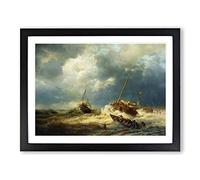 Andreas Achenbach Seascape Classic Painting Framed Print | A2 Black Framed Wall Art | Ready to Hang | Classic Historical Picture | Living Room Bedroom Lounge Office