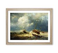 Andreas Achenbach Seascape Classic Painting Framed Print | A3 Oak Framed Wall Art | Ready to Hang | Classic Historical Picture | Living Room Bedroom Lounge Office