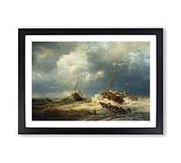 Andreas Achenbach Seascape Framed Print | A2 Oak Framed Wall Art | Ready to Hang | Modern Nature Picture | Living Room Bedroom Lounge Office