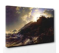 Andreas Achenbach The Coast of Sicily Canvas Print | Gallery Wrapped 30mm Frame Wall Art | 30x20 inches | Ready to Hang | Modern Seascape Picture | Living Room Bedroom Lounge Office