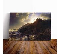 Andreas Achenbach The Coast of Sicily Canvas Print | Gallery Wrapped 30mm Frame Wall Art | 30x20 inches | Ready to Hang | Modern Seascape Picture | Living Room Bedroom Lounge Office