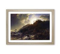 Andreas Achenbach The Coast of Sicily Framed Print | A2 Oak Framed Wall Art | Ready to Hang | Modern Beach Picture | Living Room Bedroom Lounge Office