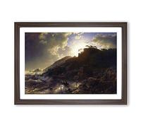 Andreas Achenbach The Coast of Sicily Framed Print | A2 Walnut Framed Wall Art | Ready to Hang | Modern Beach Picture | Living Room Bedroom Lounge Office