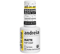 Andreia Professional Eggshell Matte Top Coat Gel Polish with Black Pieces - Soak Off Chip Resistant Matte Finish Gel Nail Polish for Base and Top Coat - 10.5 ml