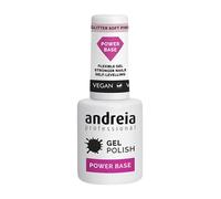 Andreia Professional Glitter Gel Nail Polish Power Base - High Viscosity Base for Stronger Nails - Builder Base Gel for Small Nail Extensions - Vegan - Colour GLITTER SOFT PINK - 10.5 ml