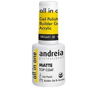 Andreia Professional Matte Top Coat Gel Polish - Soak Off Chip Resistant Matte Finish Gel Nail Polish for Top Coat - All in One for Builder Gel and Acrylic - Camphor & Cruelty-Free 10.5 ml