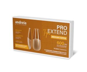 Andreia Professional Nail Tips for Gel Extensions - PRO EXTEND False Nail Tips - Press on Nails or Stick On Nails - Format MEDIUM COFFIN - 600 units