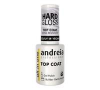 Andreia Professional Semi-Permanent Top Coat Hard Gloss UV LED Nail Finish - Vegan Polish Gels - Ideal for Nail Art - Extra Resistant Transparent Final Coat - 12 ml