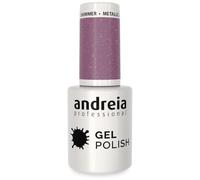 Andreia Semi-Permanent Nail Gel Polish for UV/LED Lamp - Intense Shine and 4 weeks Lasting Manicure Nail Gel Varnish - Colour 258 Metallic Purple - Soft Shades of Grey - 10.5 ml