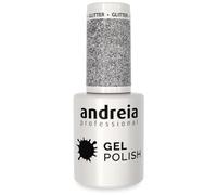 Andreia Semi-Permanent Nail Gel Polish for UV/LED Lamp - Intense Shine and 4 weeks Lasting Manicure Nail Gel Varnish - Colour 277 Silver Glitter - Shades of Grey and Purple 10.5 ml