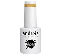 Andreia Semi-Permanent Nail Gel Polish for UV/LED Lamp - Intense Shine and 4 weeks Lasting French Manicure Nail Gel Varnish - Colour 281 Gold Metallic Shimmer - shades of Yellow - 10.5 ml