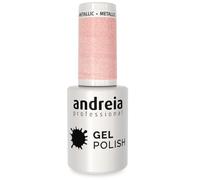 Andreia Semi-Permanent Nail Gel Polish for UV/LED Lamp - Intense Shine and 4 weeks Lasting French Manicure Nail Gel Varnish - Colour 271 Metallic Nude Pink - Soft Shimmer Shades - 10.5 ml