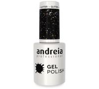 Andreia Semi-Permanent Nail Gel Polish for UV/LED Lamp - Intense Shine and 4 weeks Lasting Manicure Nail Gel Varnish - Colour 244 Black Glitter 10.5 ml