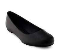 Andrés Machado Classic Black Faux Soft Leather Flats for Women - AM539 - Ballet Flat Closed Toe Block Heel - Special Large Sizes UK 13 / EU 46
