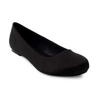 Andrés Machado Classic Black Satin Flats for Women - AM539 - Ballet Flat Closed Toe Block Heel - Special Large Sizes UK 13 / EU 46