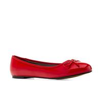 Andrés Machado Classic Red Patent Patent Flats for Women - TG104 - Ballet Flat Closed Toe Block Heel, Bow Detail on Vamp - Special Large Sizes - Red Patent UK 10.5 / EU 45