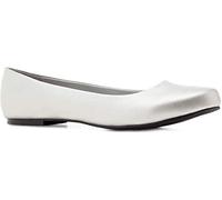 Andrés Machado Classic Silver Faux Soft Leather Flats for Women - AM539 - Ballet Flat Closed Toe Block Heel - Special Large Sizes UK 13 / EU 46