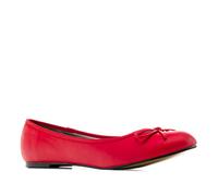 Andrés Machado Red Faux Soft-Leather Ballet Flats - Women Ballerinas - Bow tie, Size UK 11.5 / EU 46