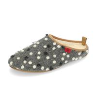 Andrés Machado Unisex Home Slippers for Men & Women - Summer & Winter - Dynamic - Made of Wool & Felt - Anti-Slip Rubber Outsole & Removable Insole - Dotted Grey Size UK Women 5/ UK Men 4/ EU 38