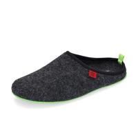 Andrés Machado Unisex Home Slippers for Men & Women - Summer & Winter - Dynamic - Made of Wool & Felt - Anti-Slip Rubber Outsole & Removable Insole - Black & Green Size UK Women 11/ UK Men 10/ EU 44