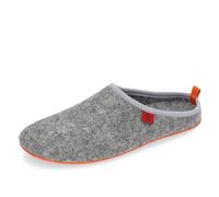 Andrés Machado Unisex Home Slippers for Men & Women - Summer & Winter - Dynamic - Made of Wool & Felt - Anti-Slip Rubber Outsole & Removable Insole - Grey & Orange Size UK Women 5/ UK Men 4/ EU 38