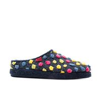 Andrés Machado Unisex Home Slippers for Men & Women - Warm Winter Sliders - AM001 - Made of Felt - Anti-Slip Rubber Outsole - Multicolor Pompoms Blue - Size 1.5 UK Men/2 UK Women/EU 37