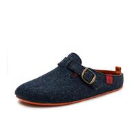 Andrés Machado - VAL - Unisex Home Slippers - Wool Felt Perfect for Winter - Anti-Slip Sole and Adjustable Buckle - Blue and Orange, Size 41 EU / 8 UK Women / 7 UK Men