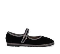 Andrés Machado Women's Velvet Mary Jane Shoes - AM6065 | Elegant Ballet Flats with Adjustable Buckle Strap | Small & Large Sizes | Black UK 1 Women