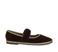Andrés Machado Women's Velvet Mary Jane Shoes - AM6066 | Elegant Ballet Flats with Elastic Strap | Small & Large Sizes | Brown UK 1