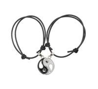 ANDRESLAD 1 Pair Yin and Yang Gossip Bracelet Fashionable Bracelets Hollow Pendant Set for Couples Creative Alloy Chain Valentine's Day Jewellery Gift