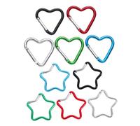 ANDRESLAD 10pcs Aluminum Mini Carabiner Clips Heart and Star Shaped Keychain Snap Hooks for Backpack Bag Purse Portable Cute Metal Key Holders for Phone Chains and DIY Craft Accessories