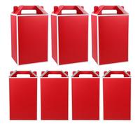 ANDRESLAD 10pcs Medium Boxes with Transparent Window and Handle Sturdy Paper Packing Boxes for Candy Flowers Party Presents Wedding and Holiday Packaging Red Frame Design