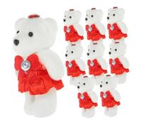 ANDRESLAD 10Pcs Mini Plush Bear Doll Wedding Car Bouquet Decorations Soft Stuffed Animal Ornaments for Home Living Bedroom Sofa Compact