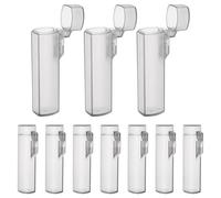 ANDRESLAD 10pcs Portable Pocket Toothpick Holders with Transparent Gray Compact Storage Box and Secure Lid for Travel Camping Purse Organizer Small Accessories Container