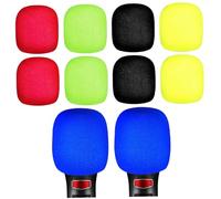 ANDRESLAD 10pcs Thickened Microphone Covers Dustproof Microphone Windscreens for Ktv Home Use Protective Mic Mufflers in Black Yellow Red Green Suitable for Standard Handheld Mics