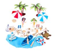 ANDRESLAD 11pcs Miniature Beach Decor for DIY Miniature Garden Realistic Plastic Boat and Fishing Summer Craft Accessories for Tiny House Scenes and Party Decorations Random Color