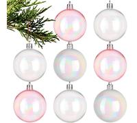 ANDRESLAD 12Pcs 6Cm Colorful Ball Ornaments Set, Pink and White Decorative Spheres for Birthday Party and Home Festival Decorations