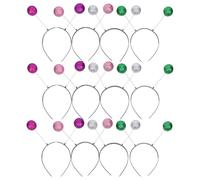ANDRESLAD 12pcs Alien Headbands Foam Cartoon Hair Accessories Lightweight Soft Foam Antenna Headbands for Women Halloween Party Cosplay with Glitter Ball in Green Silver Pink Purple