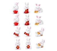 ANDRESLAD 12Pcs Miniature Rabbit Figurines Small Bunny Statues Resin Cartoon Modeling Decorations for Home Garden Scene Layout