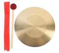 ANDRESLAD 15.5cm Traditional Chinese Hand Gong Copper-plated Percussion Instrument with Hammer, Golden Opera Gong for Music Performance and Cultural Events