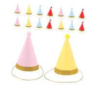 ANDRESLAD 16pcs Pet Birthday Hats for Small Dogs and Cats Felt Cone Party Hats with Pom Poms Comfortable and Easy to Wear Soft Non-irritating Material for Puppy and Kitten Celebrations